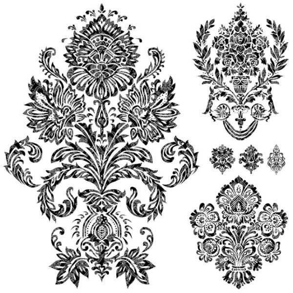 Black and white Decorative pattern free vector 02  