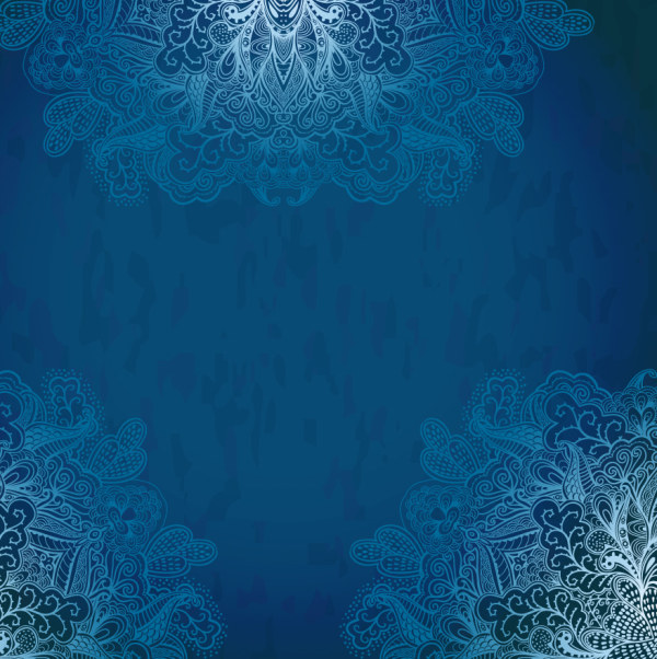 Blue style Vintage lace vector background 03  
