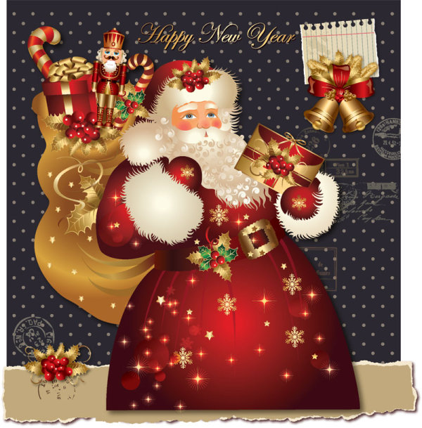 ornate greeting card of Santa Claus vector graphics 06  