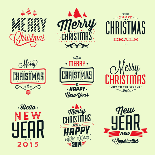 2015 chirstmas and new year retro logos  