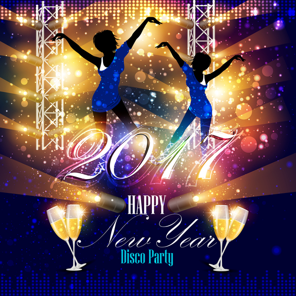 2017 new year night party poster template vectors 01  