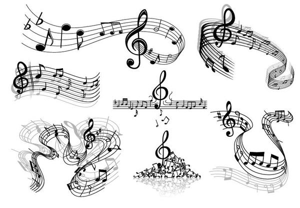 Abstract musical symbols and stave vector 01  