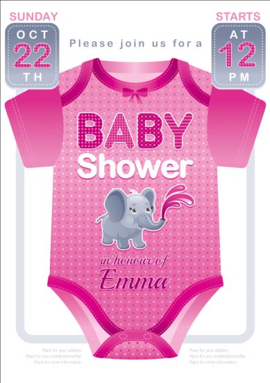 Baby shower card con vettore di vestiti 03  