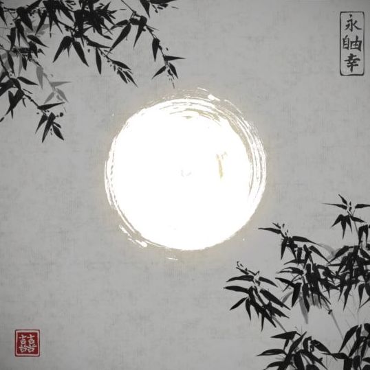 Bamboe Chinese wassen schilderij vector 12  