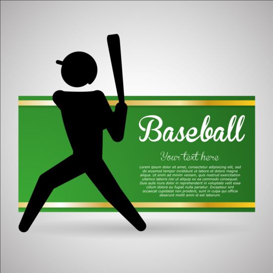 Baseball green banner with people silhouette vectors set 09  