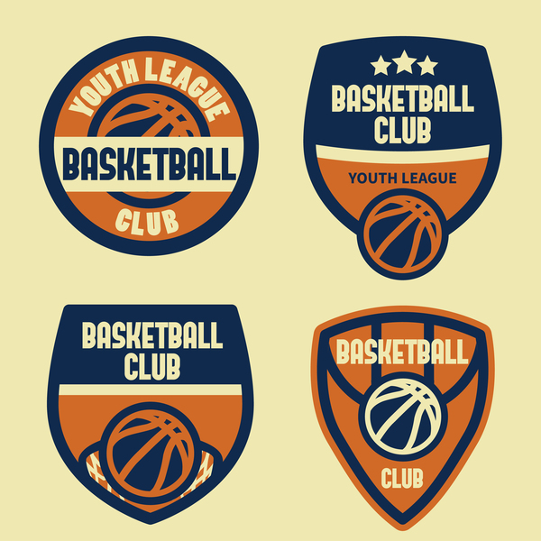 Baskat ball badges vintage vector  