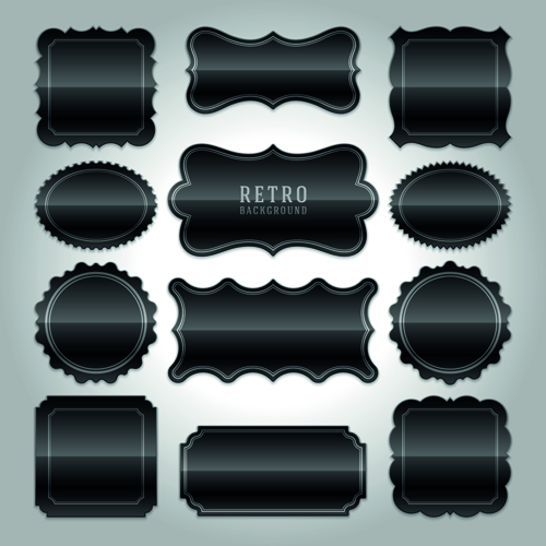 Black blank labels vector graphics  