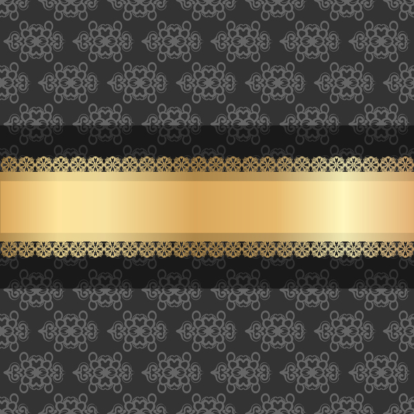 Black luxury decoration with gold ribbon background vector 03  