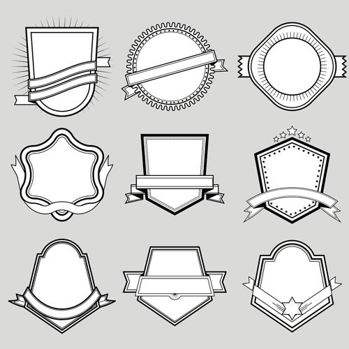 Black with white blank labels vector set 02  