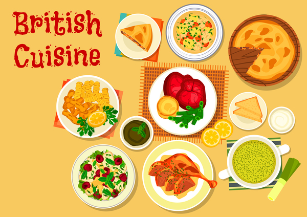 Britische Küche Lebensmittel Material Vektor 05  