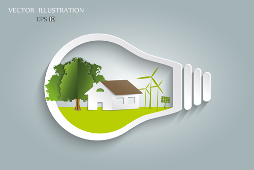 Bulb with Eco business illustration vector 02  