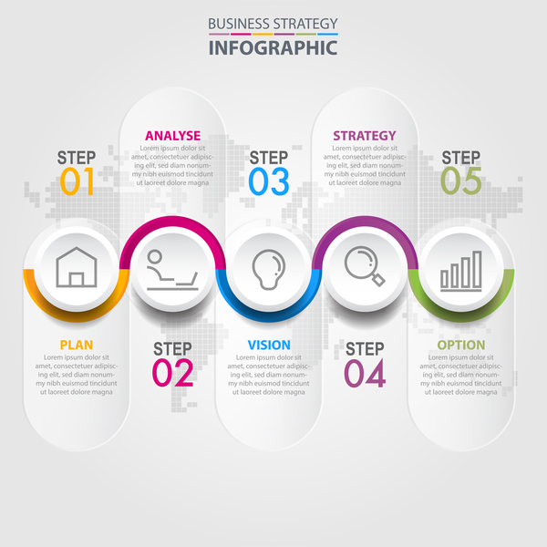Infographic Schablonenvektor 12 der Geschäftsstrategie  