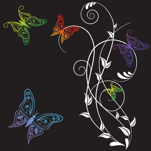 Beautiful Butterfly elements background vector 01  