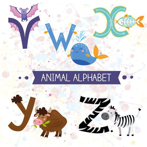 Cartoon animal alphabets deisng vector set 07  