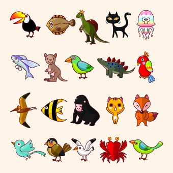 lovely Cartoon animals vector set 03  