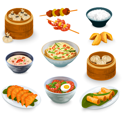 Chinesisches Lebensmittel-Vektormaterial Set 01  