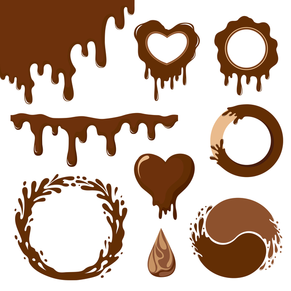 Chocolate dripping with heart vector  