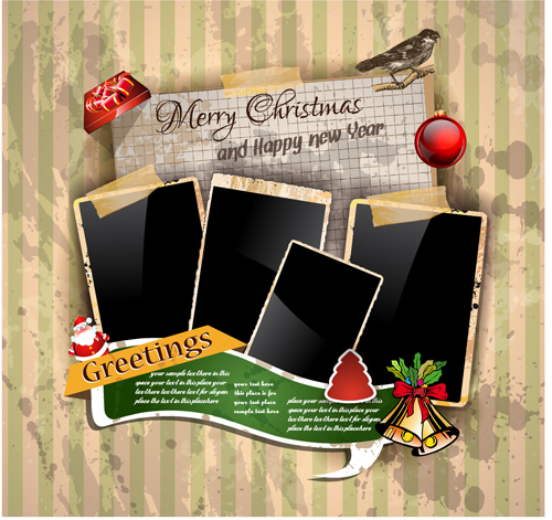 Christmas greetings cards vector template 01  