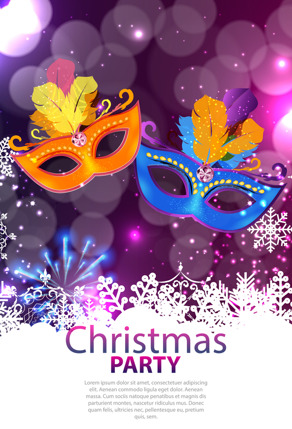 クリスマスパーティーのポスターの紫色のベクトルテンプレート04  