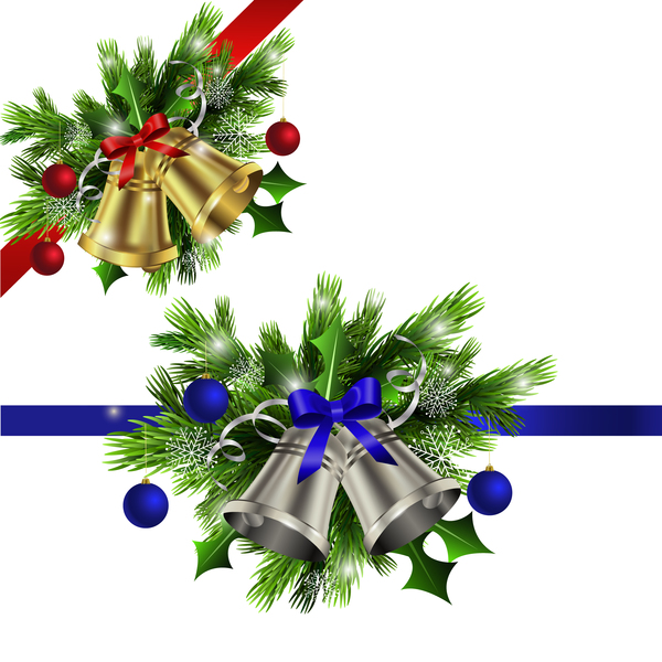 Christmass hörn dekorativa med klocka vektor 01  