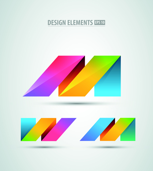 Colored origami design elements vector 04  