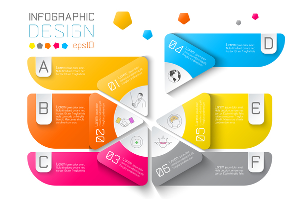 Infographic Schablonenvektoren 01 des farbigen Papiers  