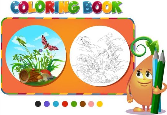 Colorare insetti libro con vettore natura 03  