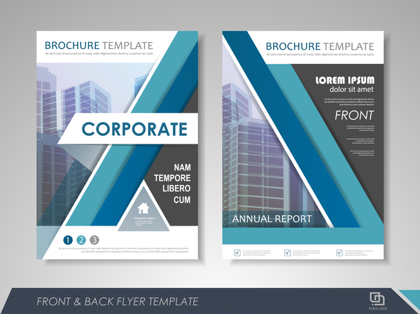 企業のパンフレットは、青のスタイルのベクトル02をカバー  