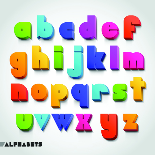 Creative 3D colored alphabet design vector 01  