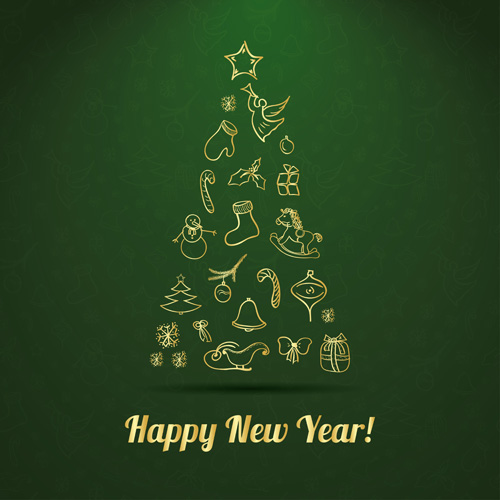 Creative christmas tree with new year background vecrtor 04  