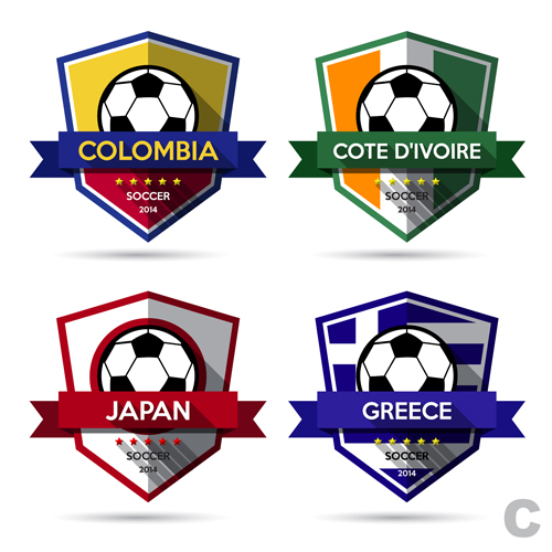 Creative soccer vector labels set 02  