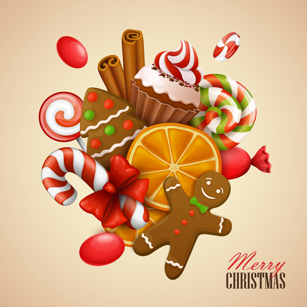 Cute christmas sweet background vector 02  
