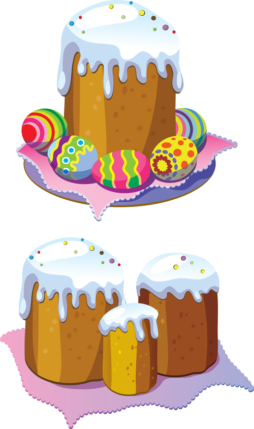 Cute easter cake vector design graphics 06  