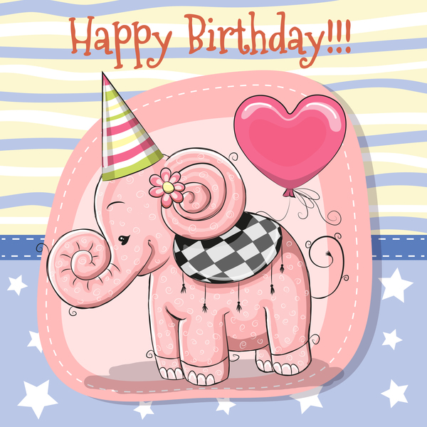 Cute happy birthday baby card vectors 03  