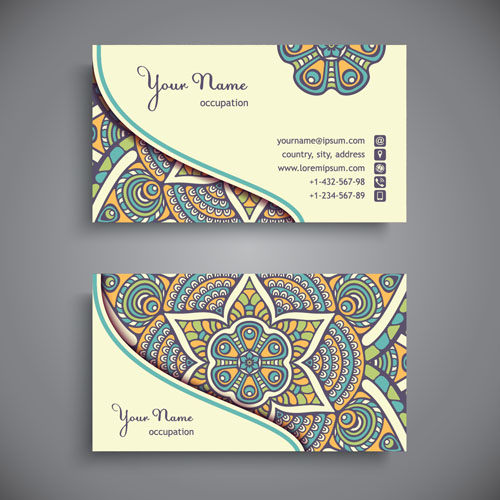 Ethnic pattern business card vintage vector 14  