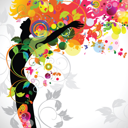 Fall floral girl design vector graphic 02  
