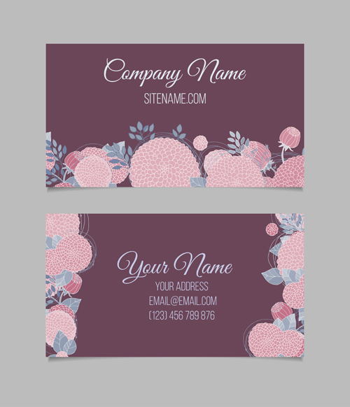 Floral business cards elegant vector material 02  