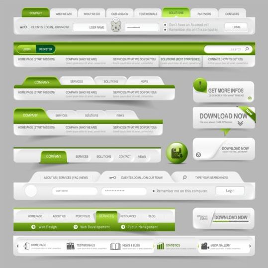 신선한 녹색 웹 사이트 메뉴 재료 벡터  