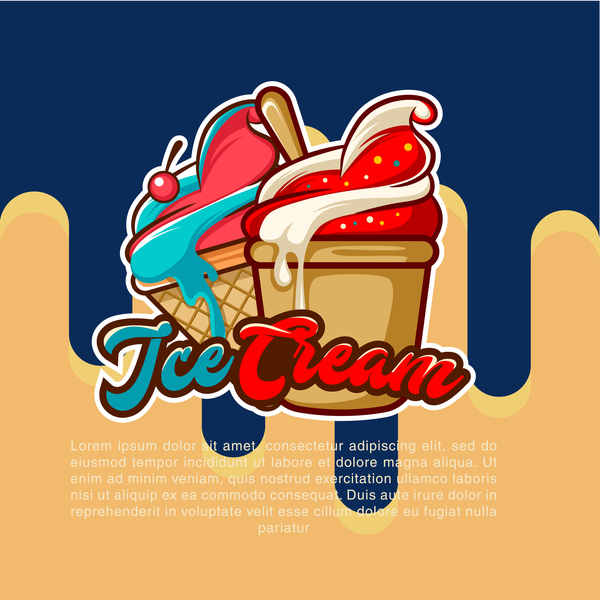 Fruity ice cream poster vector 02  
