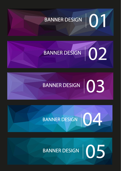 Geometric shapes numbered banners vector material 13  