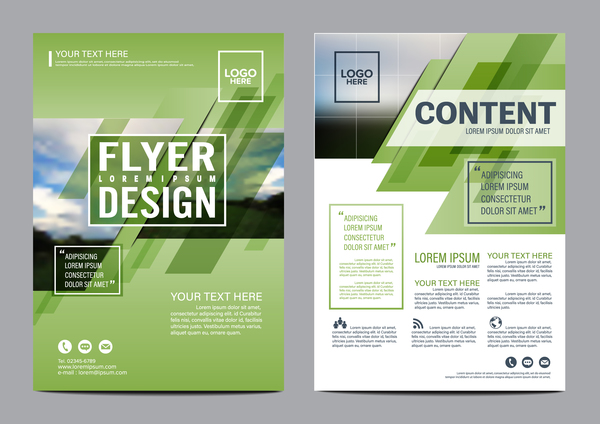 Green flyer cover vector design  