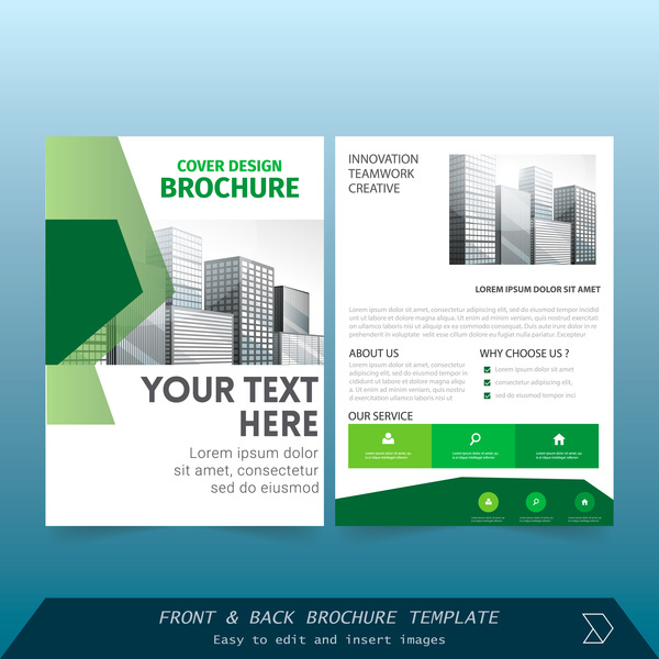 Green styles brochure cover design vector  