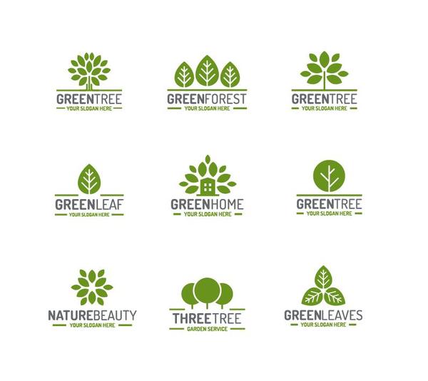 Green tree logos design vector  