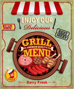Grunge vintage styles food poster vector 09  