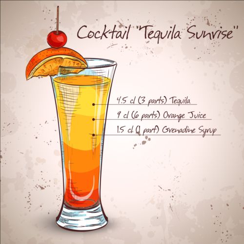 Hand drawn cocktail design vectors set 08  