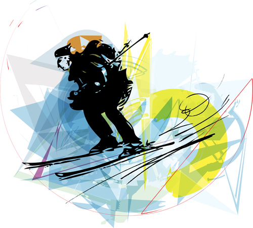 Hand drawn skiing sketch vector design 11  