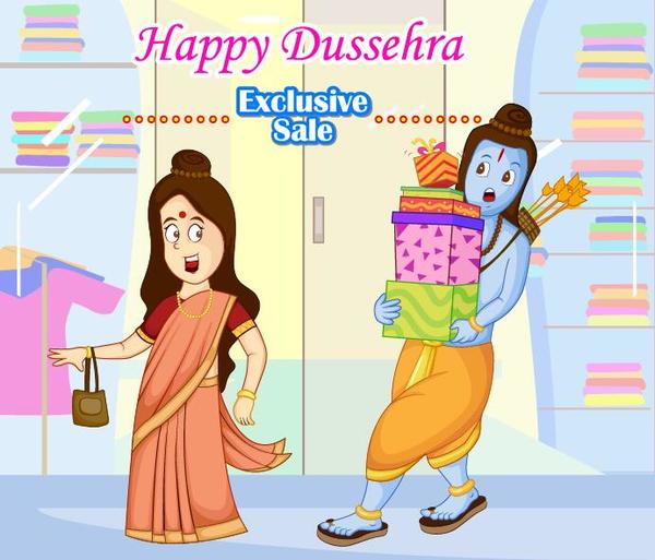 Happy Dussehra festival vector material 06  