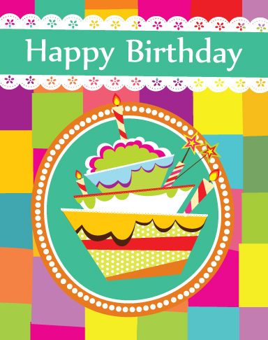 vector set of Happy birthday cake card material 01  