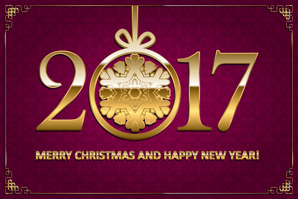Happy New Year avec Noël 2017 vecteur de texte doré 09  