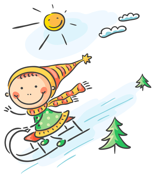 Happy winter children cartoon vector 02  